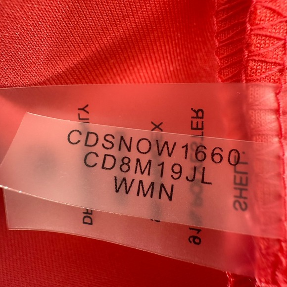 Calvin Klein Sheath Dress Womens Red Round Neck Puff Sleeve Crepe Stretch Career - Picture 7 of 8